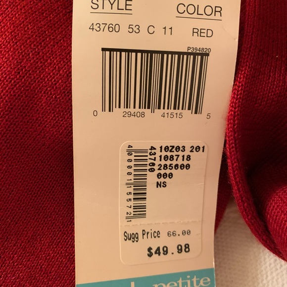 Elegant Ruby Red Sweater set w black jet trim PL Orig $49 MOVING SALE $10 firm - Picture 6 of 7